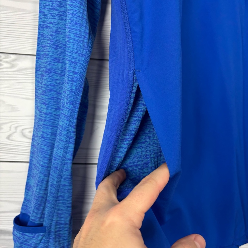 Nike Running Dri-Fit Blue Grid Fleece Half Zip Pullover Hoodie Large - Picture 4 of 11